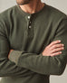 Men's Waffle Long Sleeve Henley - Deep Olive